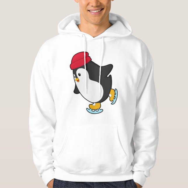 Moletom Pinguim de patinação no gelo com chapéu (Frente)