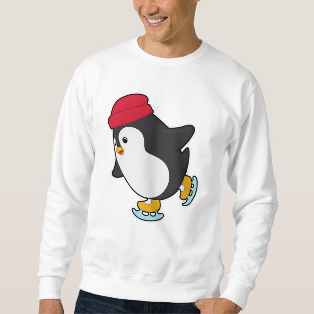 Moletom Pinguim em patinação de gelo com chapéu (Frente)