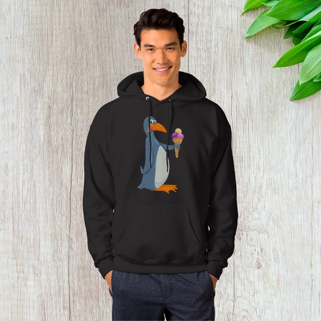 Moletom Pinguim Engraçado Com Sorvete Mens Hoodie (Criador carregado)