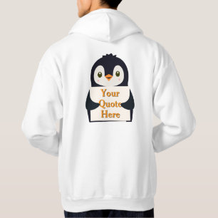 Moletom Pinguim feliz segurando um sinal para personalizar
