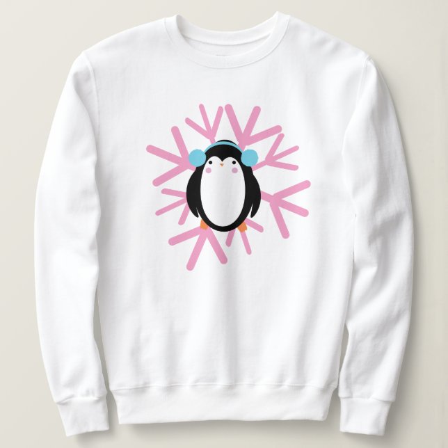 Moletom Pinguim Fofo Floco de Neve Natal Inverno (Frente do Design)