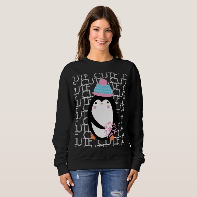 Moletom Pinguim Natal Fofo Floco de Neve Inverno (Frente Completa)