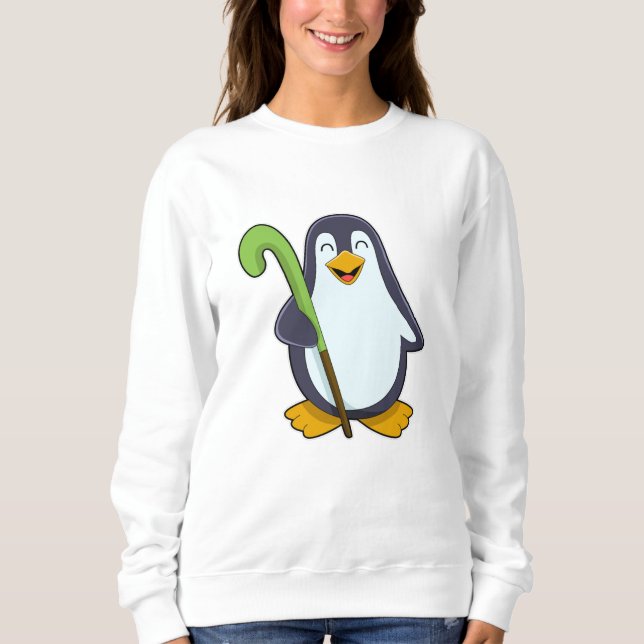 Moletom Pinguim no Hockey com taco de Hóquei (Frente)