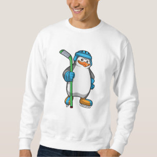 Moletom Pinguim no hóquei no gelo com bastão de hóquei no
