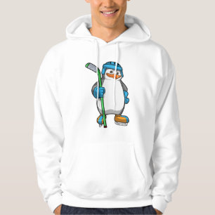 Moletom Pinguim no hóquei no gelo com bastão de hóquei no