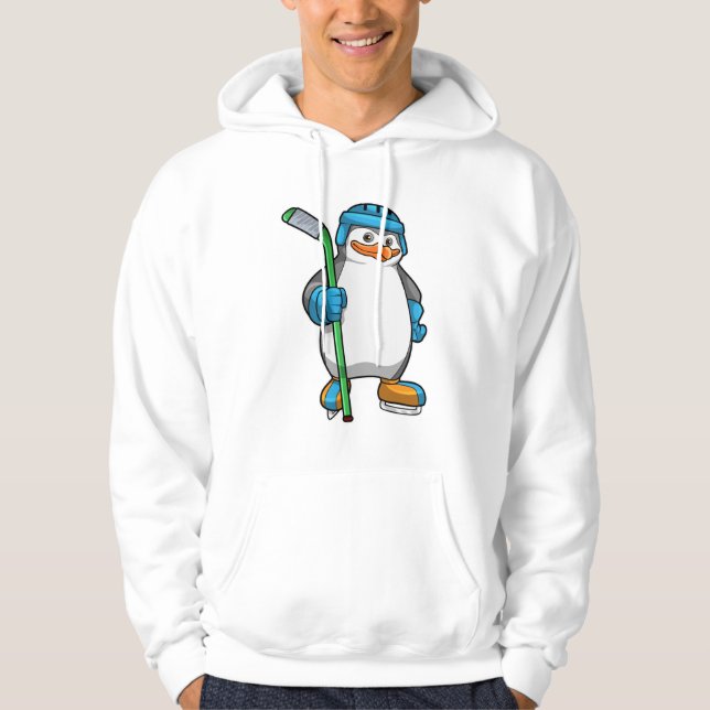 Moletom Pinguim no hóquei no gelo com bastão de hóquei no  (Frente)