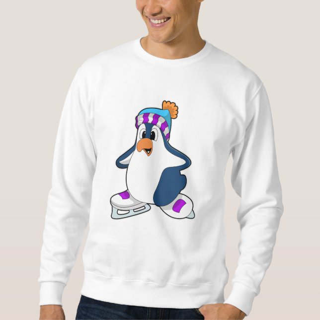 Moletom Pinguim no patinagem de gelo com skates de gelo (Frente)
