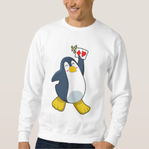 Moletom Pinguim no pôquer com cartas de pôquer