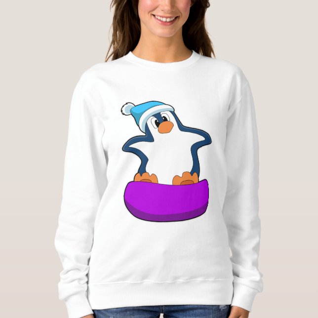 Moletom Pinguim no Snowboard com Snowboard (Frente)
