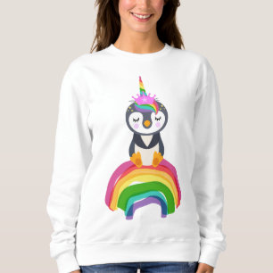 Moletom Pinguim unicórnio arco-iris