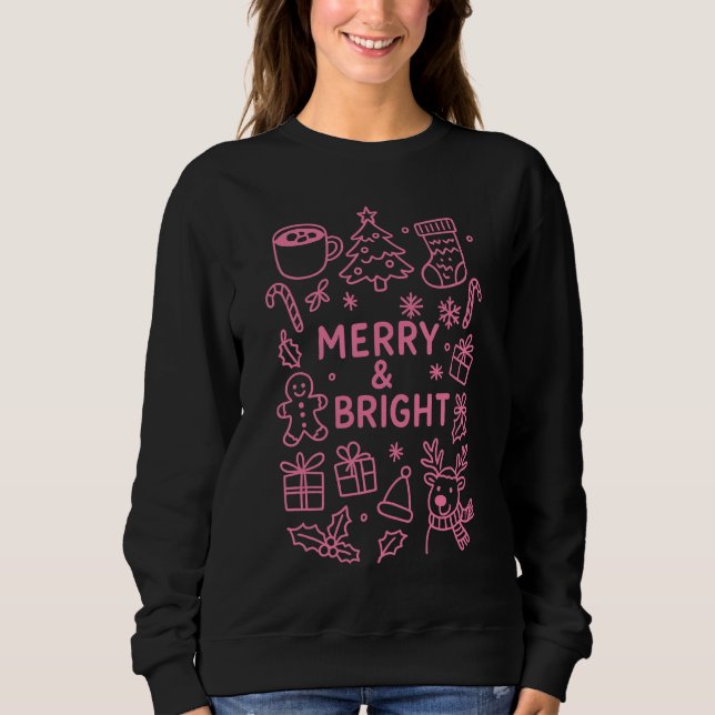 Moletom Pink Christmas Doodle | Joy Feriado (Frente)