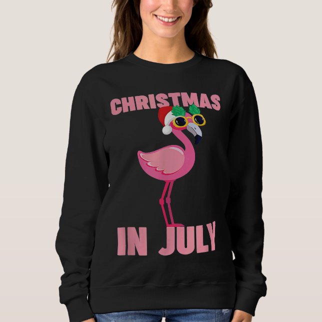 Moletom Pink Flamingo in Santa Hat Christmas In July  Girl (Frente)