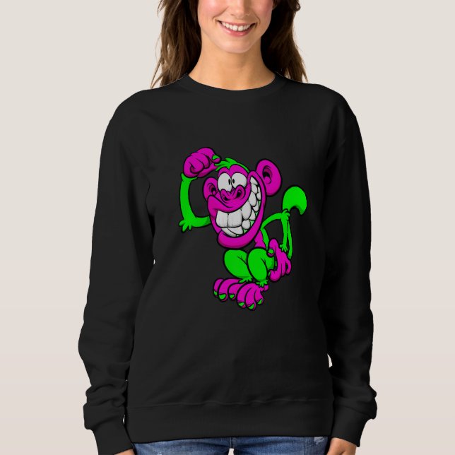Moletom Pink Green Crazy Monkey (Frente)