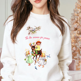 Moletom PINK NOEL Vintage Xmas Reindeer Angel Texto person