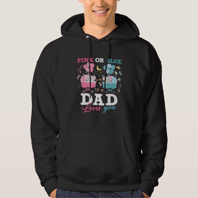 Moletom Pink Or Blue Dad Loves You Elephant Baby Gender Re (Frente)