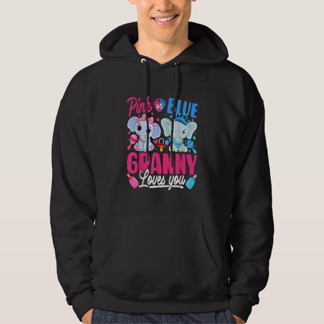 Moletom Pink Or Blue Granny Loves You Gender Reveal Elepha (Frente)