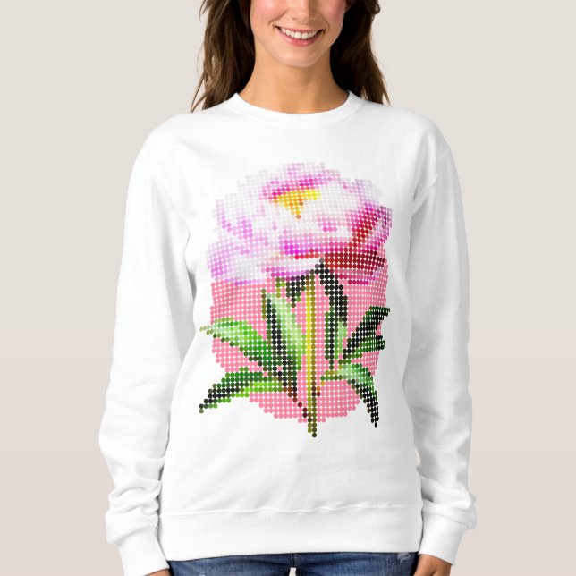 Moletom Pink Peony Dot Mosaic Flower (Frente)