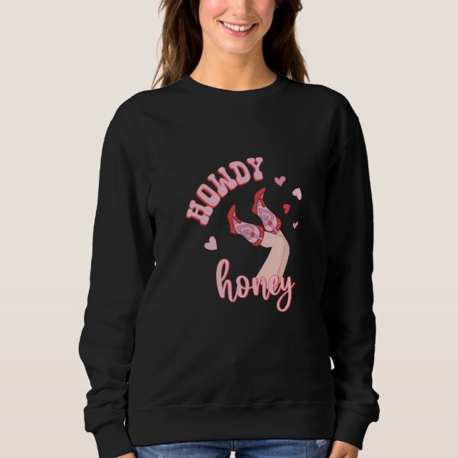 Moletom Pink Western Valentine's Day Cowgirl Howdy Partner (Frente)