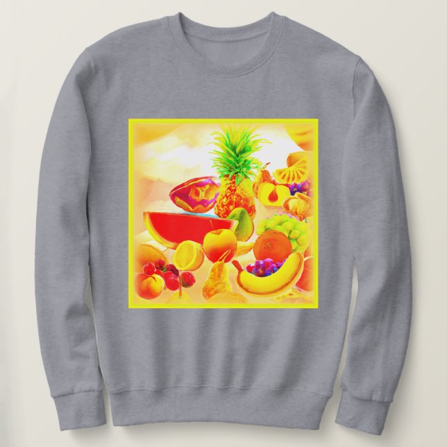 Moletom Pintura de Frutas Tropicais exótica. Compre agora (Frente do Design)