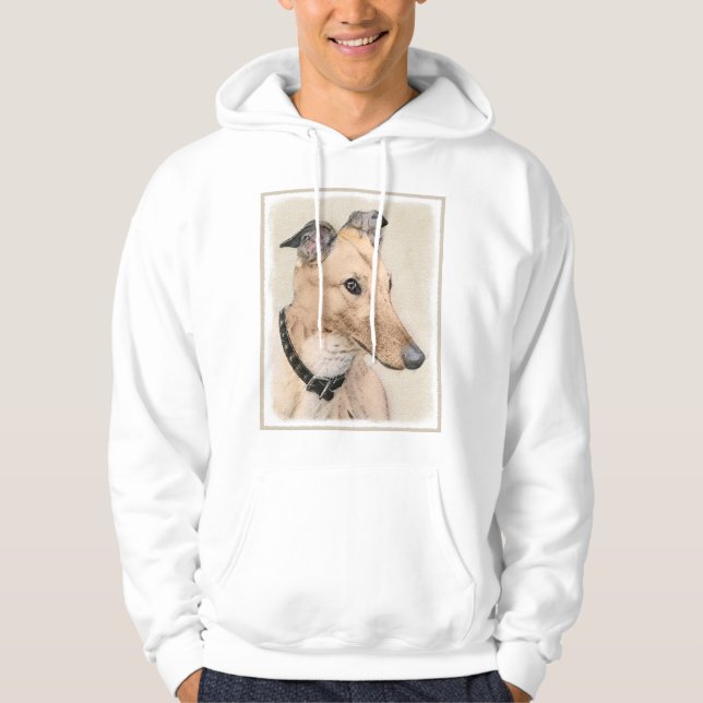 Moletom Pintura de Greyhound - Arte Original de Cachorro F (Frente)