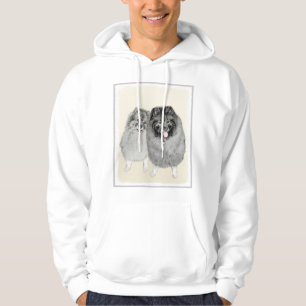 Moletom Pintura de Keeshond, Mãe e Filho - Arte Original d