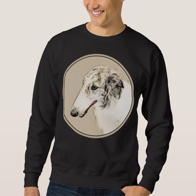 Moletom Pintura Original de Cachorro Borzoi (Silver Brindl (Frente)