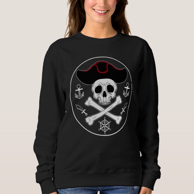 Moletom Pirata Caveira Espada Âncora Mar Marinheiro Tripul (Frente)