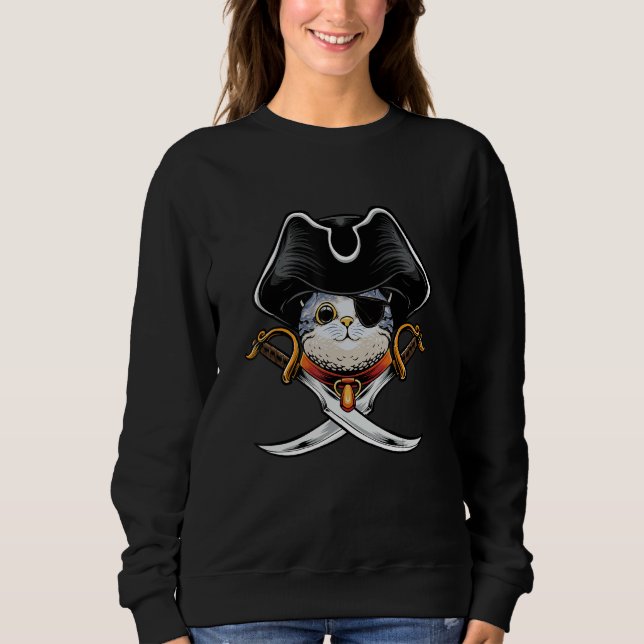 Moletom Pirate Cat Pirate   Jolly Roger Cat Kitten (Frente)