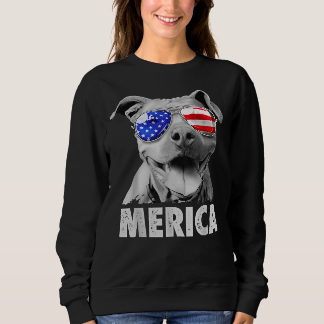 Moletom Pit Bull 4 De Julho Merica Men American Flag Sung (Frente)