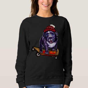 Moletom Pit Bull Dog Puppy Skateboard Num Beanie Vermelho