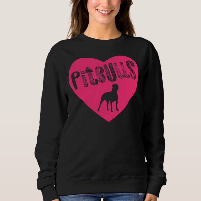 Moletom Pit Bull Heart Pitbulls Rosa Transparente American (Frente)