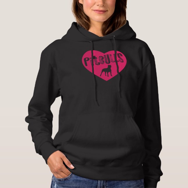 Moletom Pit Bull Heart Pitbulls Rosa Transparente American (Frente)