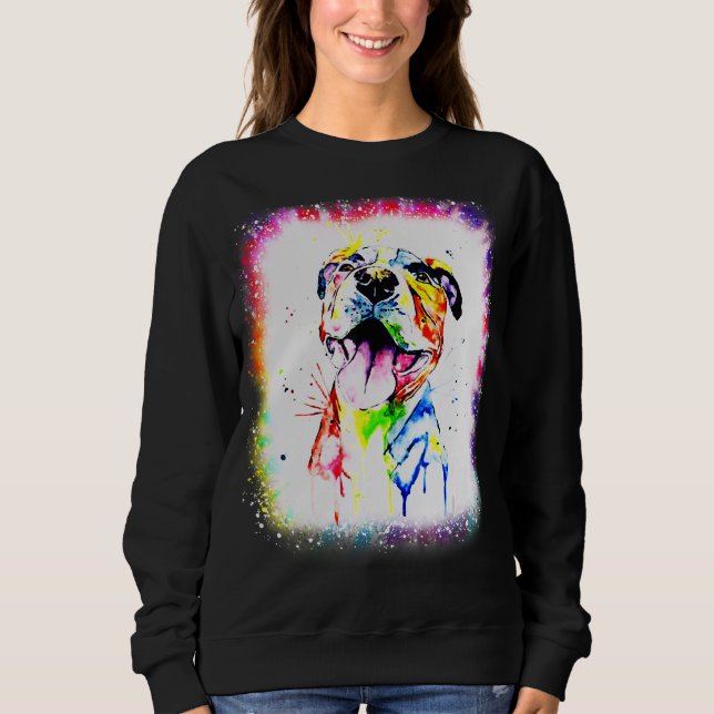 Moletom Pit bull Terrier Dog Pai Mãe Garota Tie Dye Blea (Frente)