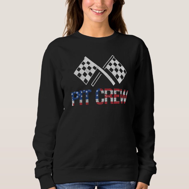 Moletom Pit Crew Usa Flag Para Partidos De Carros Race (Frente)