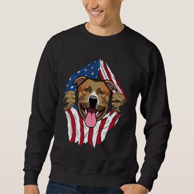 Moletom Pitbull American Flag (Frente)