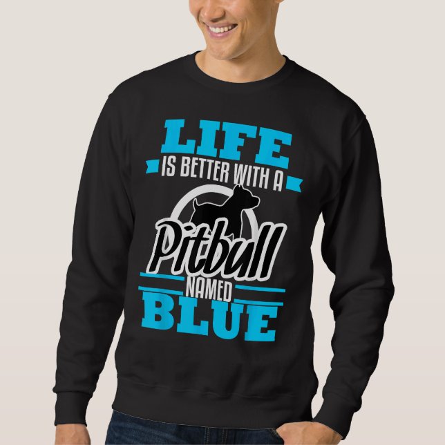 Moletom Pitbull Chamado de Cachorro Azul Cachorro Mãe Salv (Frente)