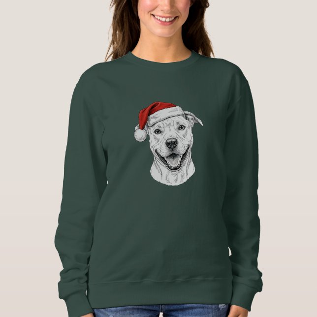 Moletom Pitbull Christmas Sweatshirt – Cute Santa Pitbull (Frente)