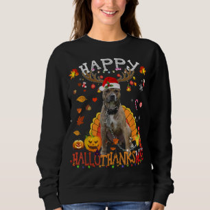 Moletom Pitbull Dog Feliz Hallothanksmas Halloween Obrigad