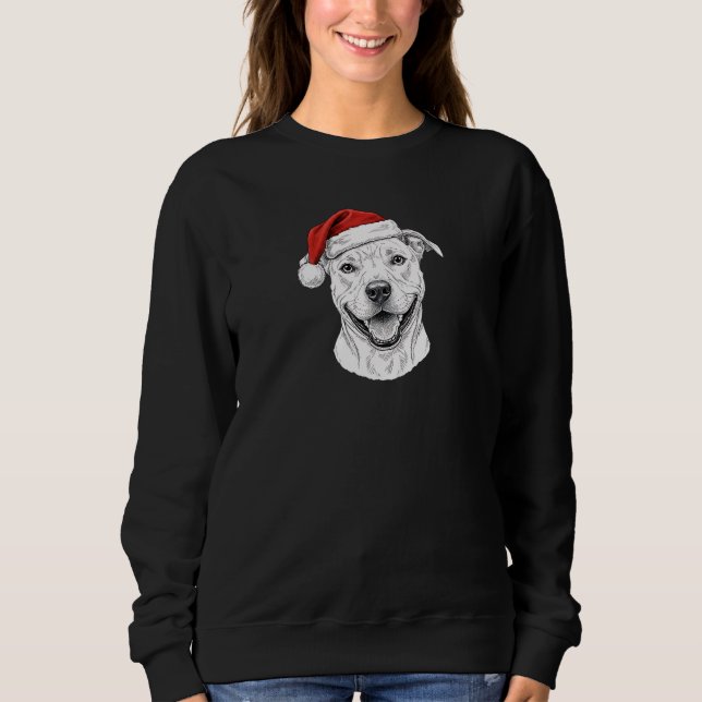 Moletom Pitbull Hand-Drawn Christmas–Custom Name Dog Gift (Frente)