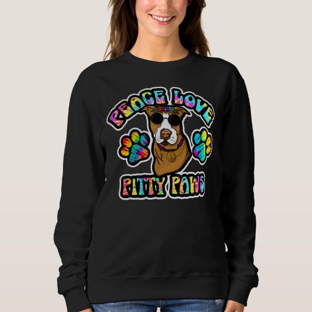 Moletom Pitbull Lover Peace Love Pitty Paws Tie Dye (Frente)