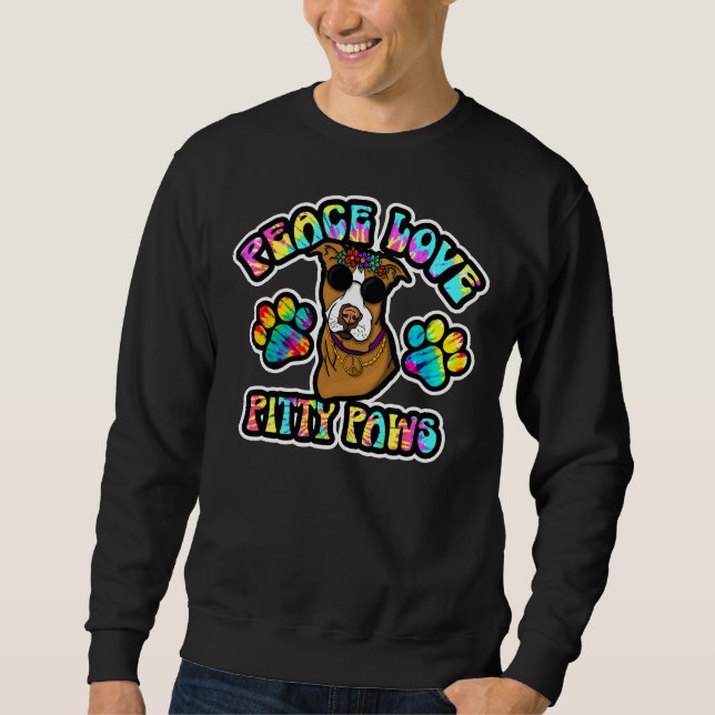 Moletom Pitbull Lover Peace Love Pitty Paws Tie Dye (Frente)