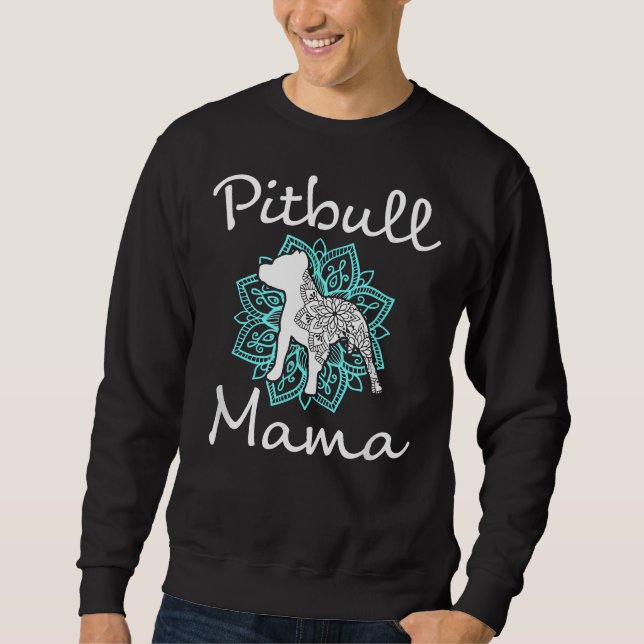 Moletom Pitbull Mama Mandala Teal Cute Pit Dog Para Mo (Frente)