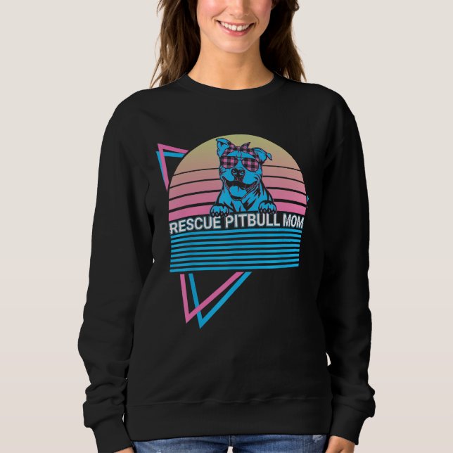 Moletom Pitbull Mom Pit Bull Retro Rescue Pitbull Mom (Frente)
