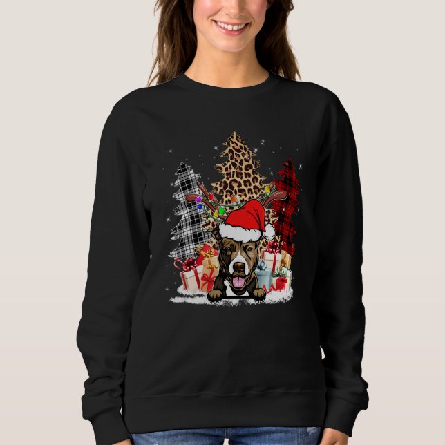Moletom Pitbull Santa Hat Light Buffalo Xadrez Leopard Xma (Frente)