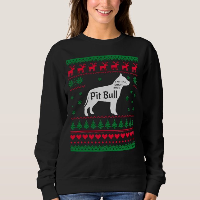Moletom Pitbull Ugly Christmas Sweater Xmas Pitbull (Frente)