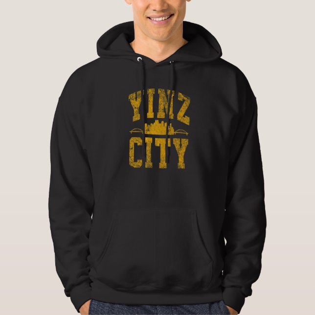 Moletom Pittsburgh Yinz  Yinzer Steel City Skyline 412 Hom (Frente)