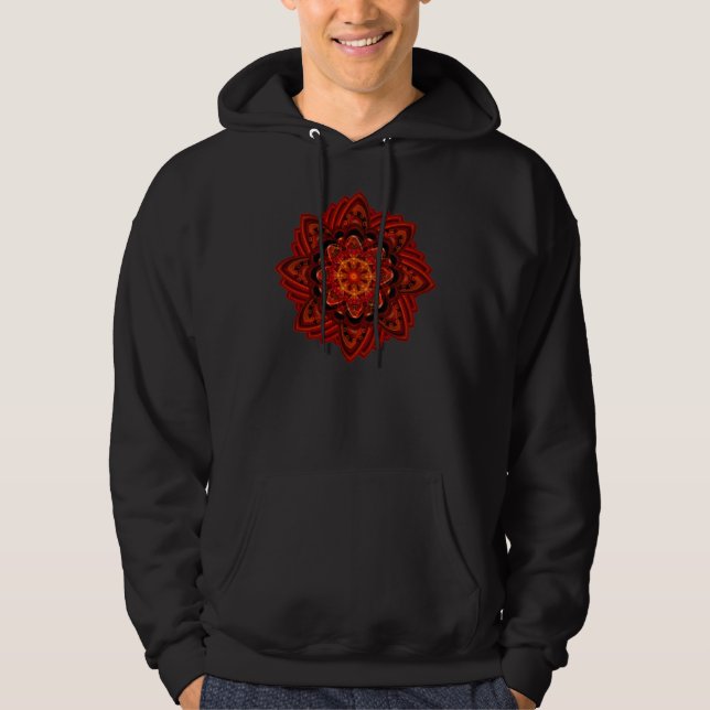 Moletom Pixel espiral do vermelho do fogo do Fractal da (Frente)