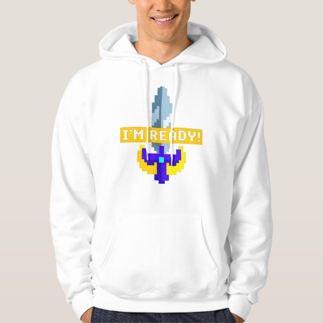 Moletom Pixel Sword Hoodie - "Estou Pronta!" Gamer Gear (Frente)