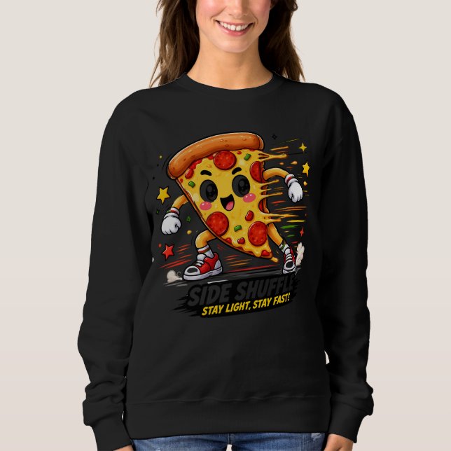 Moletom Pizza de Pepperoni Kawaii Fazendo Exercício de Shu (Frente)