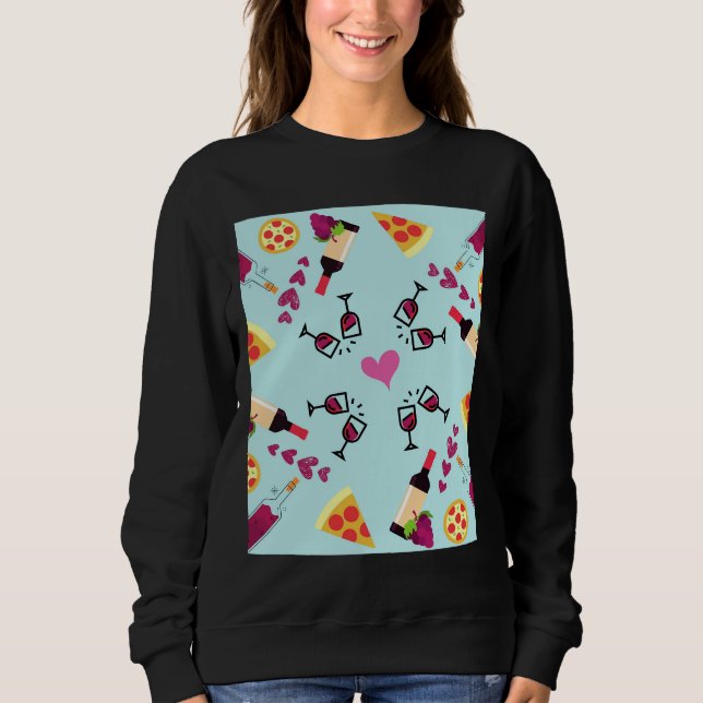Moletom Pizza de Vinho namorados Pizza com Padrões de Amor (Frente)